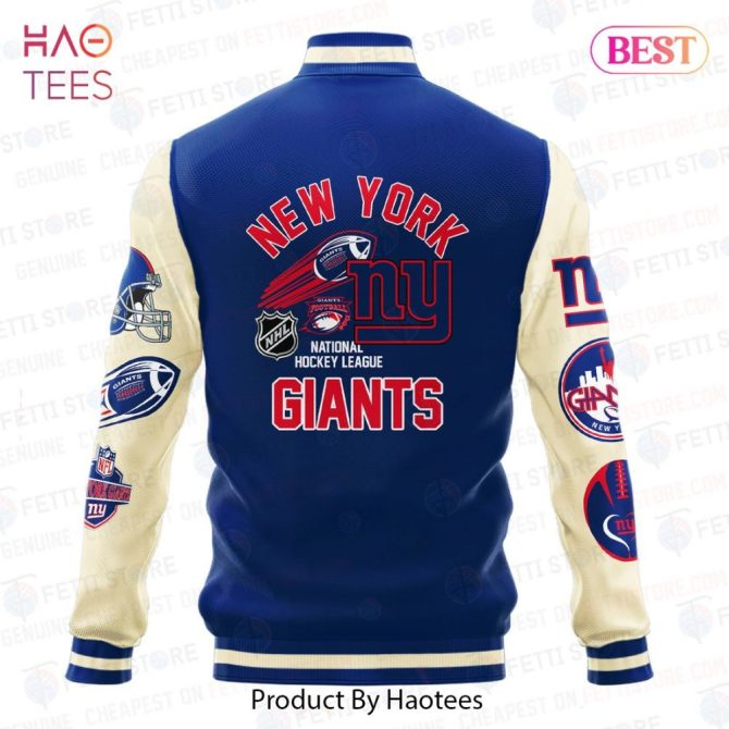 Ny Giants Varsity Jacket - Classic Blue & Cream Nfl Team Apparel By Haotees - Image 3