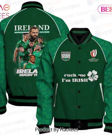 Ireland Rugby Jacket - World Cup 2023 Green Bomber - 'Ruck Me I'M Irish' Design