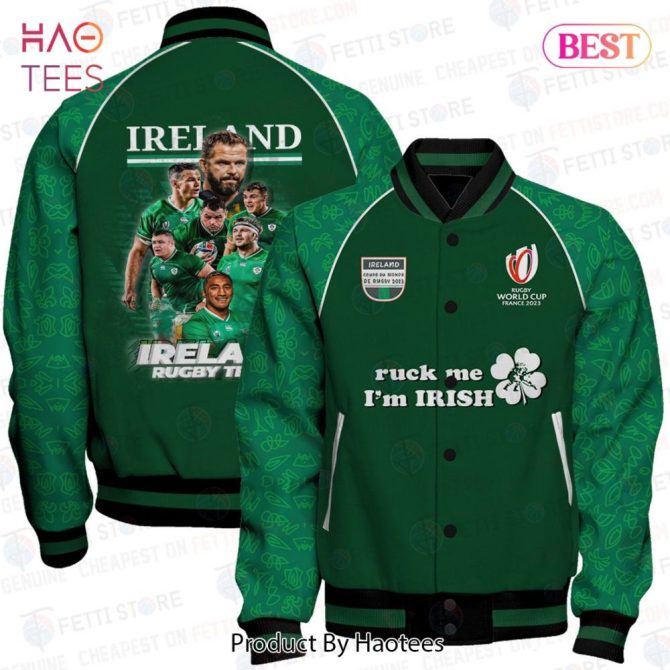 Ireland Rugby Jacket - World Cup 2023 Green Bomber - 'Ruck Me I'M Irish' Design