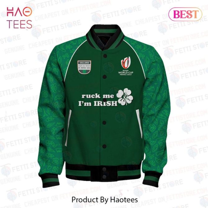 Ireland Rugby Jacket - World Cup 2023 - Green Bomber With Deer Graphic & Irish Pride Text - Image 2