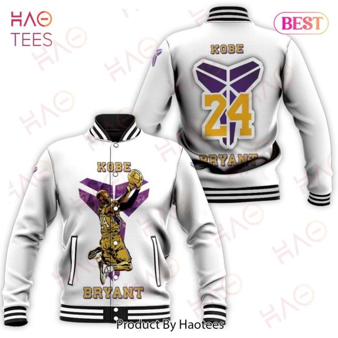 Kobe Basketball Legend Graphic Jacket - Stylish White Varsity Bomber For Fans
