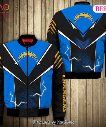 New Fashion   Los Angeles Chargers Bomber Jacket Lightning Graphic Gift For Men