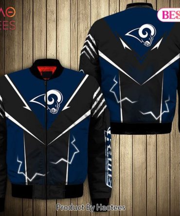 New Fashion   Los Angeles Rams Bomber Jacket Lightning Graphic Gift For Men
