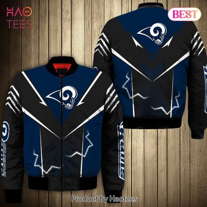New Fashion   Los Angeles Rams Bomber Jacket Lightning Graphic Gift For Men
