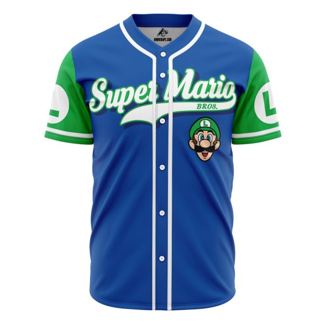 Super Mario Bros Luigi Baseball Jersey - Retro Gamer Fashion Tee