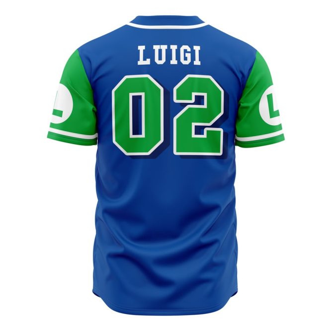 Super Mario Bros Luigi Baseball Jersey - Retro Gamer Fashion Tee - Image 2