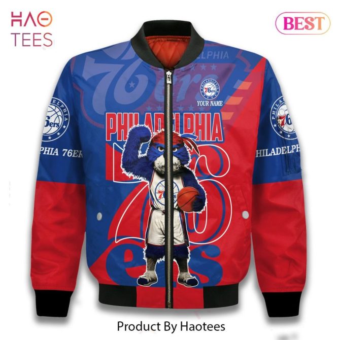 Luxury Franklin The Dog Philadelphia 76Ers Pattern Personalized Name 3D Bomber Jacket Gift For Fan - Image 2