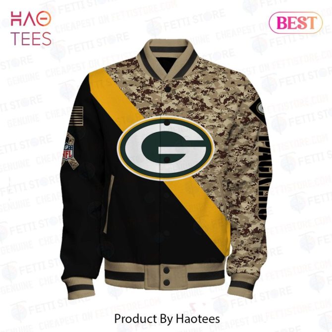 Green Bay Packers Camo Varsity Jacket - Premium Nfl Fan Gear For Men & Women - Image 2