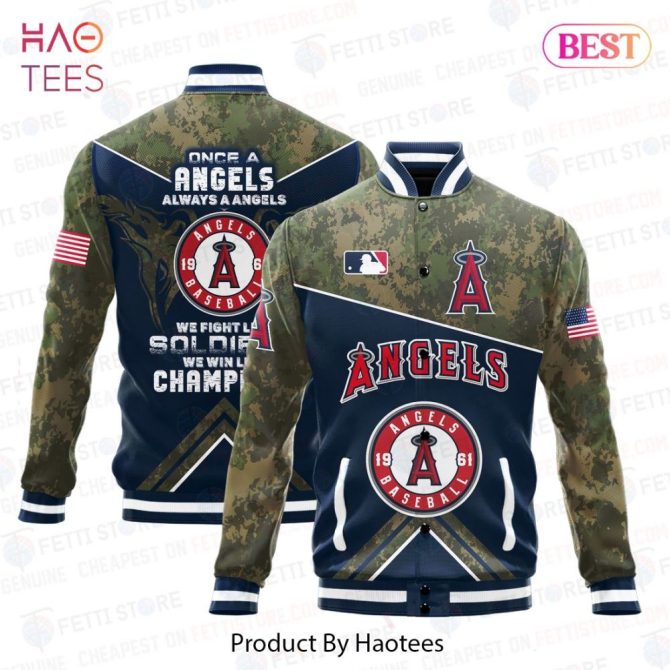 Angels Baseball Camo Bomber Jacket - Stylish & Durable Team Gear For Champions