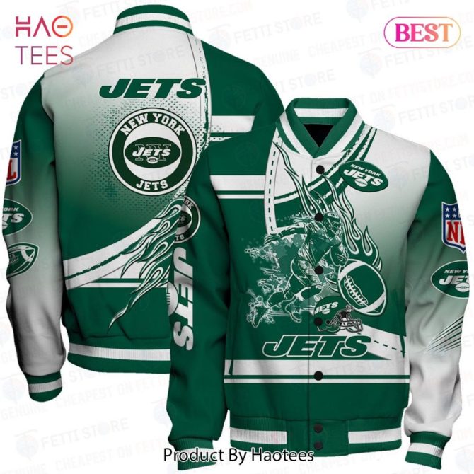 New York Jets Varsity Jacket - Official Nfl Team Apparel For Fans - Unisex Sports Bomber