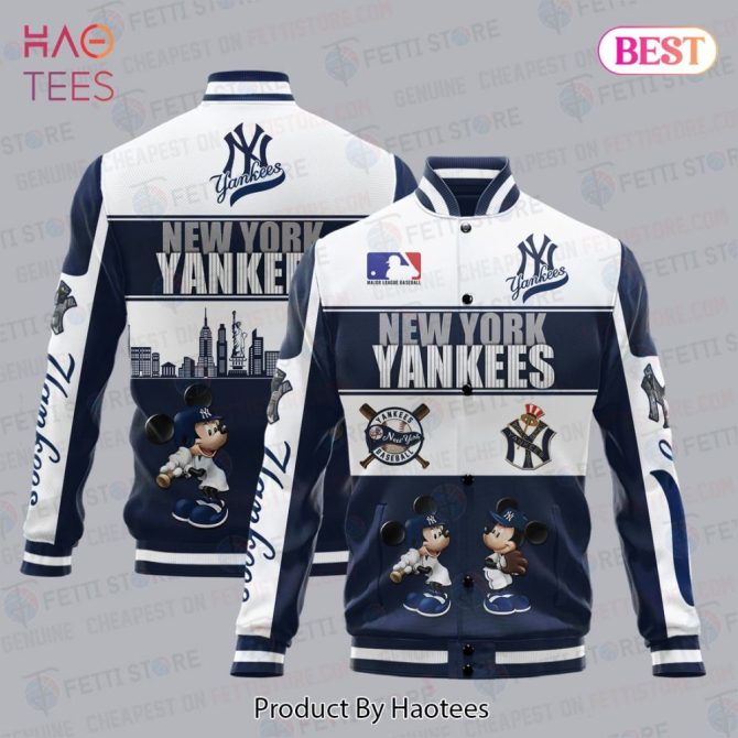 New York Yankees Varsity Jacket With Iconic Cartoon Design - Mlb Fan Essential