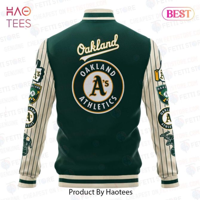 Oakland Athletics Varsity Jacket - Premium Green & White Baseball Fan Apparel - Image 3