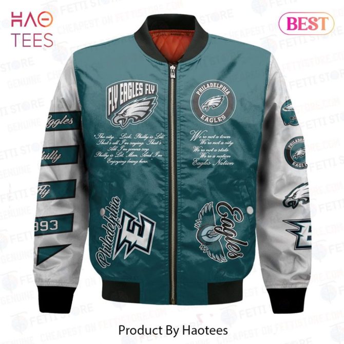 Luxury Philadelphia Eagles Offwhite Style Pattern Aop Bomber Jacket - Image 2