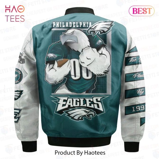 Luxury Philadelphia Eagles Offwhite Style Pattern Aop Bomber Jacket - Image 3