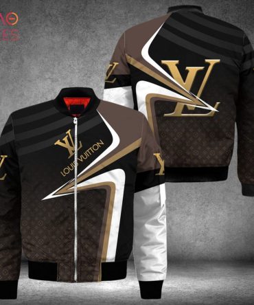 Hot Louis Vuitton Ombre Black Brown Luxury Brand Bomber Jacket Limited Edition