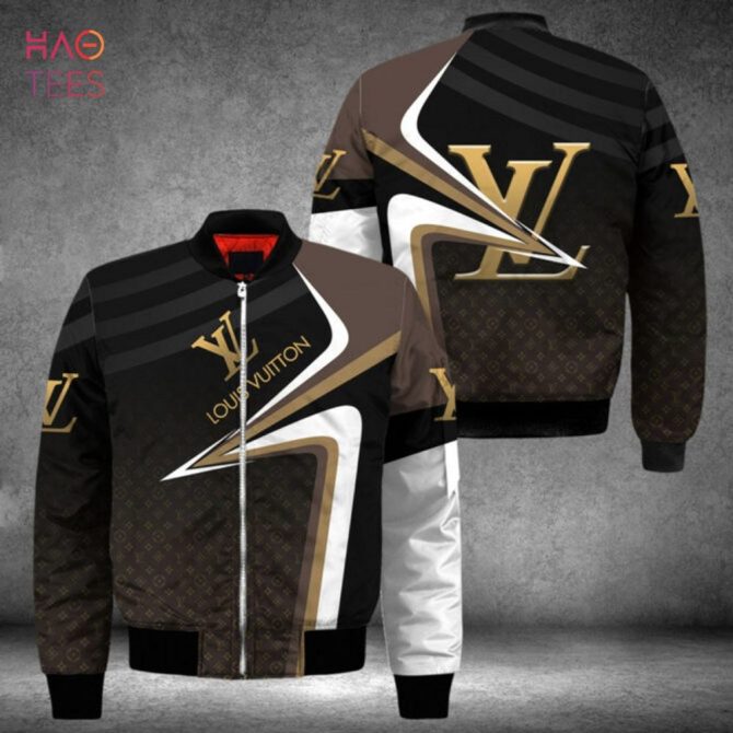 Hot Louis Vuitton Ombre Black Brown Luxury Brand Bomber Jacket Limited Edition - Image 2