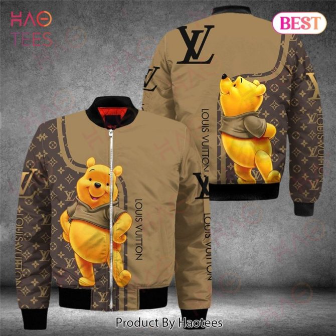 Stylish Brown Winnie The Pooh Bomber Jacket - Trendy & Cozy Outerwear For Fans