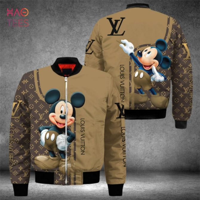 Hot Louis Vuitton Mickey Mouse Mix Brown Color Luxury Brand Bomber Jacket Limited Edition - Image 2