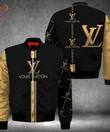 Hot Louis Vuitton Luxury Brand Black Mix Gold Bomber Jacket Limited Edition