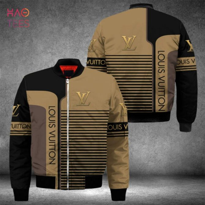 Hot Louis Vuitton Luxury Brand Brown Mix Black Bomber Jacket Limited Edition - Image 2
