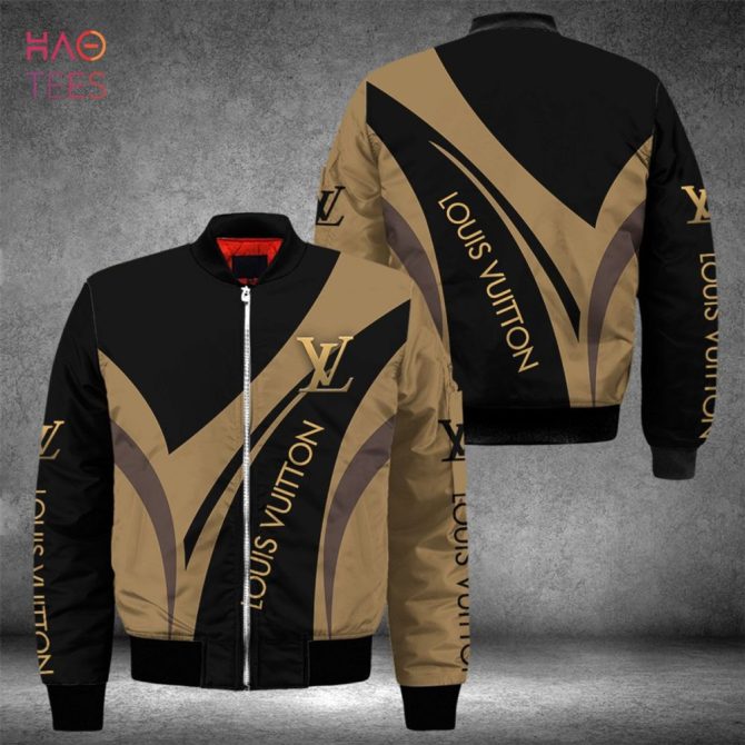 Hot Louis Vuitton Grey Black Brown Luxury Brand Bomber Jacket Limited Edition