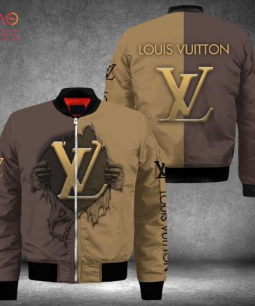 Hot Louis Vuitton Luxury Brand Grey Mix Brown Bomber Jacket Limited Edition