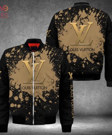 Hot Louis Vuitton Brown Paint Flakes Luxury Brand Bomber Jacket Pod Design