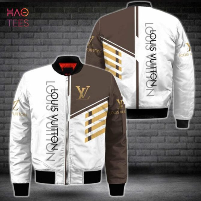 Hot Louis Vuitton White Mix Brown Luxury Brand Bomber Jacket Limited Edition - Image 2