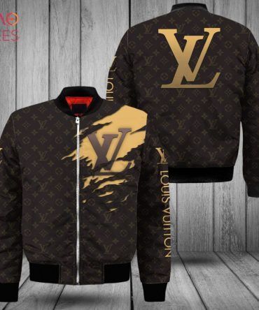 New Louis Vuitton Luxury Brand Black Mix Gold Bomber Jacket Limited Edition