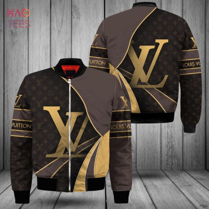 Best Louis Vuitton Luxury Brand Gold Logo Bomber Jacket Limited Edition