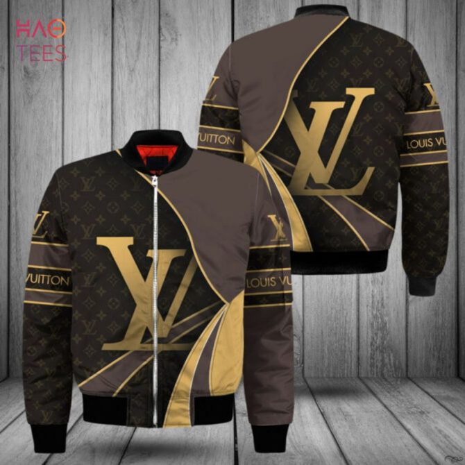 Best Louis Vuitton Luxury Brand Gold Logo Bomber Jacket Limited Edition - Image 2