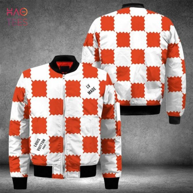 Trendy Red & White Checkerboard Bomber Jacket - Stylish Unisex Outerwear For All Seasons - Image 2