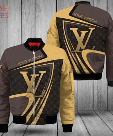 New Louis Vuitton Gold Black Brown Luxury Brand Bomber Jacket Limited Edition