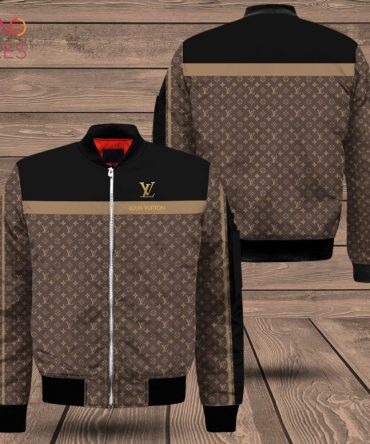 Trendding Louis Vuitton Luxury Brand Black Mix Brown Bomber Jacket Limited Edition