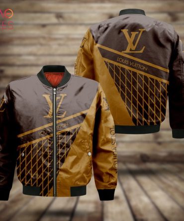 New Louis Vuitton Luxury Brand Stripe Gold Bomber Jacket Limited Edition