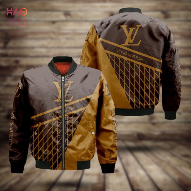 New Louis Vuitton Luxury Brand Stripe Gold Bomber Jacket Limited Edition