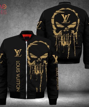 New Louis Vuitton Luxury Brand Gold Skull 3D Design Bomber Jacket Limited Edition