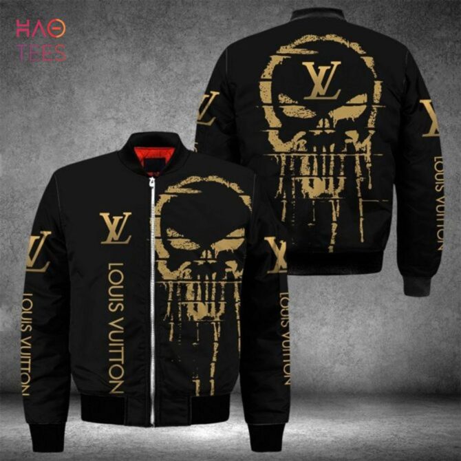New Louis Vuitton Luxury Brand Gold Skull 3D Design Bomber Jacket Limited Edition - Image 2
