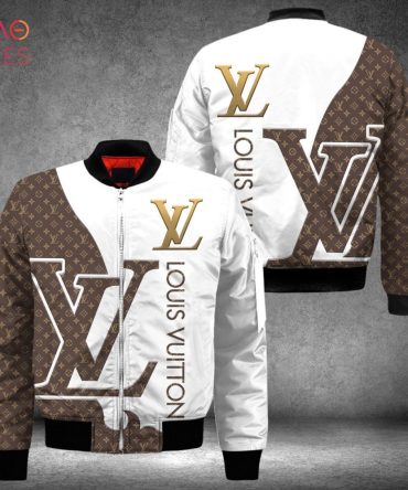 New Louis Vuitton Luxury Brand White Mix Brown Bomber Jacket Limited Edition
