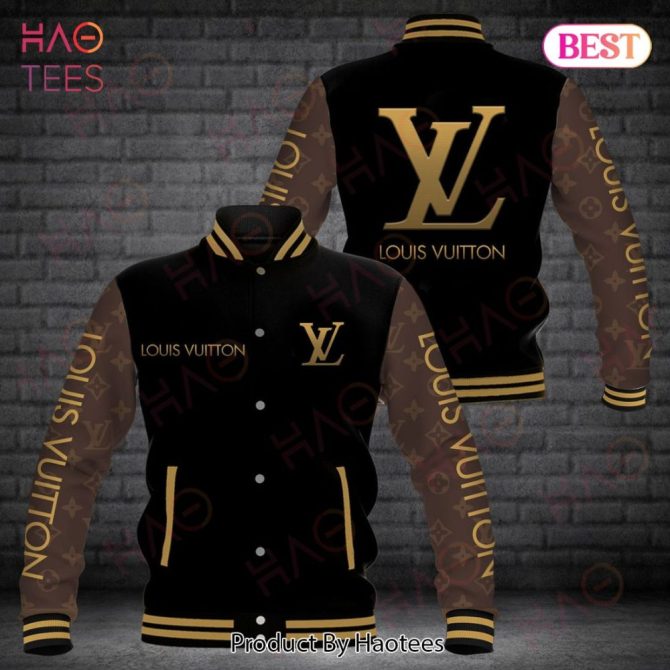 Luxury Designer Black & Gold Varsity Jacket - Stylish & Trendy Outerwear For Fashion Enthusiasts