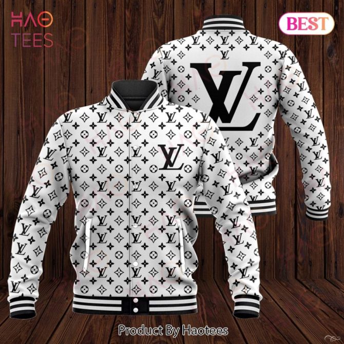 Luxury Brand Logo White Black Louis Vuitton Varsity Jacket Limited Edition