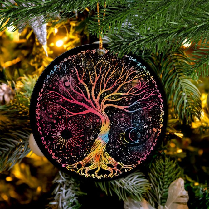 Magic Color Tree Ceramic Circle Ornament Perfect Gift For Christmas Holiday - Image 2
