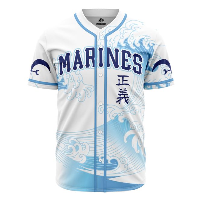 Stylish Marine Baseball Jersey – Japanese Wave Design, Unisex, Breathable Fabric
