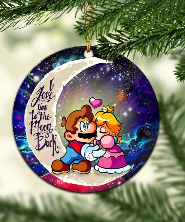 Mario Couple Love You To The Moon Galaxy Ceramic Circle Ornament Perfect Gift For Christmas Holiday