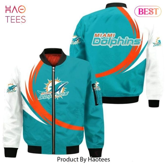 New Fashion   Miami Dolphins Bomber Jacket Graphic Curve