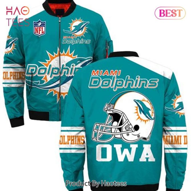 New Fashion   Miami Dolphins Bomber Jacket Style Winter Coat Gift For Men