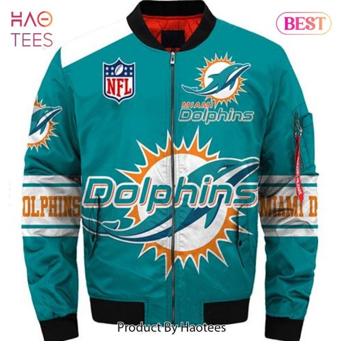 New Fashion   Miami Dolphins Bomber Jacket Style Winter Coat Gift For Men - Image 2