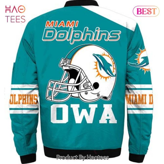 New Fashion   Miami Dolphins Bomber Jacket Style Winter Coat Gift For Men - Image 3