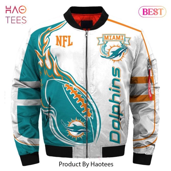 New Fashion   Miami Dolphins Bomber Jacket Winter Coat Gift For Men