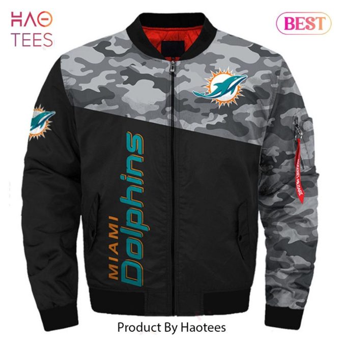 New Fashion   Miami Dolphins Bomber Jacket Winter Coat Gift For Men - Image 3